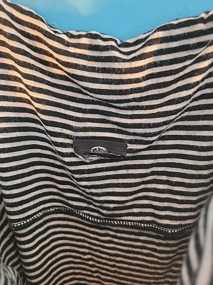 Blusa sin mangas a rayas negras/blancas Anne Klein para mujer talla M Foto 3 de 4