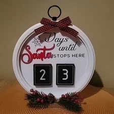 Christmas Countdown Days Until Santa Stops Here Farmhouse Holiday Decor *Read*