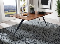 Esstisch Massivholz Tisch 200X100Cm Akazie & Eisen Schwarz Neu