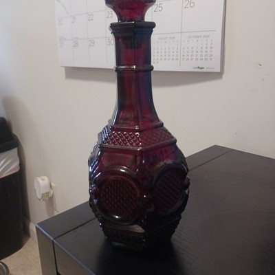 Vintage Avon 1876 Decanter Cape Cod Ruby Red Glass - Excellent Condition