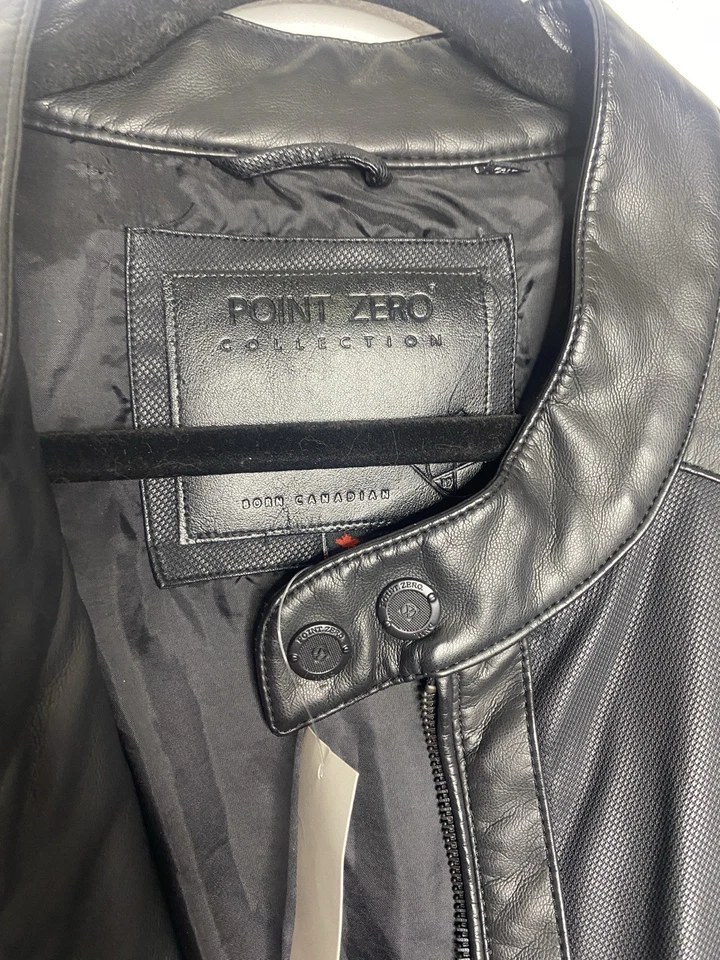 NWT Point Zero - Born Canadian  Men's Vegan Faux Leather XLT Black Biker Jacket - Image 2 of 4