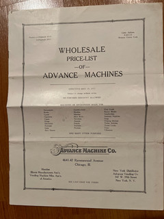 1931 Advance Machine Co catalog coin operated vending machines