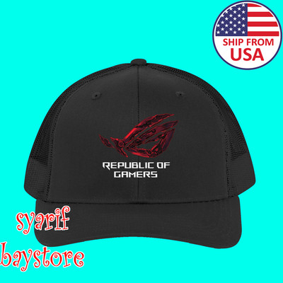 Asus ROG Republic Of Gamers Black Trucker Hat Cap Adult Size