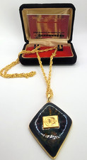 Vintage 1979 Necklace Art Deco Black and Gold Tone Coulter Counter