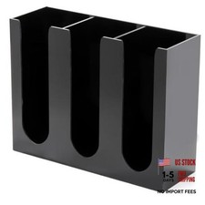 Acrylic Coffee Cup and Lid Storage Organizer Holder, 3 Compartments Black