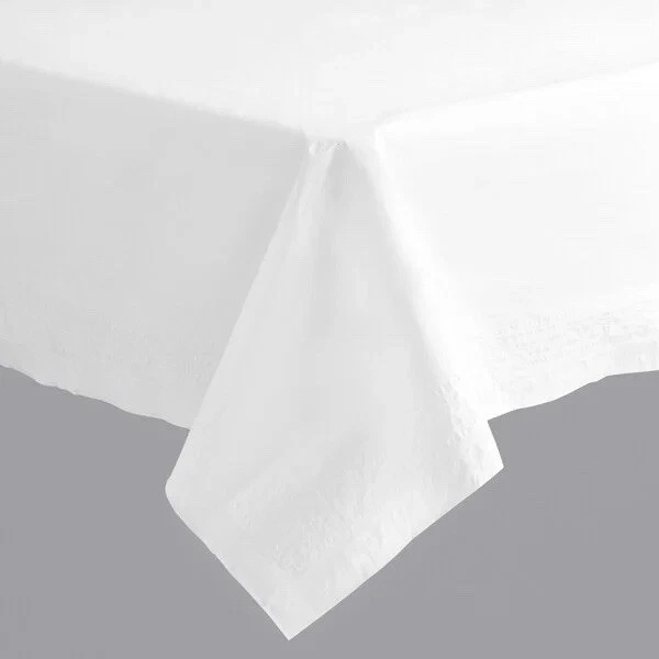 HOFFMASTER Cellutex Tablecover Tissue/Poly Lined 54 in x 108" White 25/Carton - Image 2 of 3