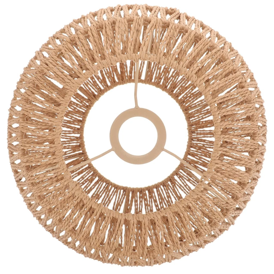 Pantalla de lámpara de ratán, cubierta de luz de cuerda de papel tejida, jaula protectora de araña pequeña... Foto 3 de 4