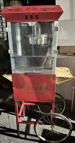 Red Commercial Cart-Style Popcorn Machine Concession Popcorn Maker on Wheels
