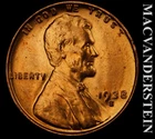 1938-S Lincoln Wheat Cent - Choice Gem Brilliant Unc  Lustrous  #K1096