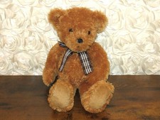 Animal Alley Golden Brown Teddy Bear Plush Black Plaid Bow Stuffed Fluffy Toy