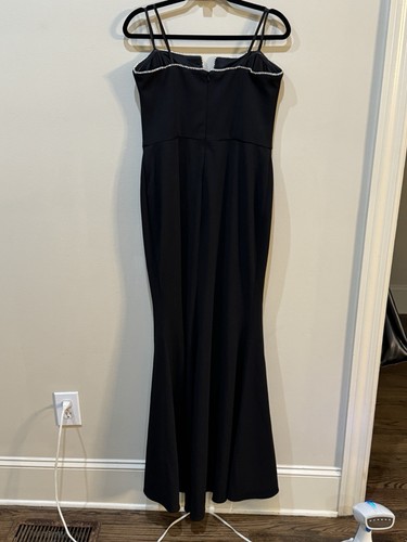 Betsy & Adam Women's Black Rhinestone-Trim Strapless Gown Dress Size 12 - Picture 4 of 8