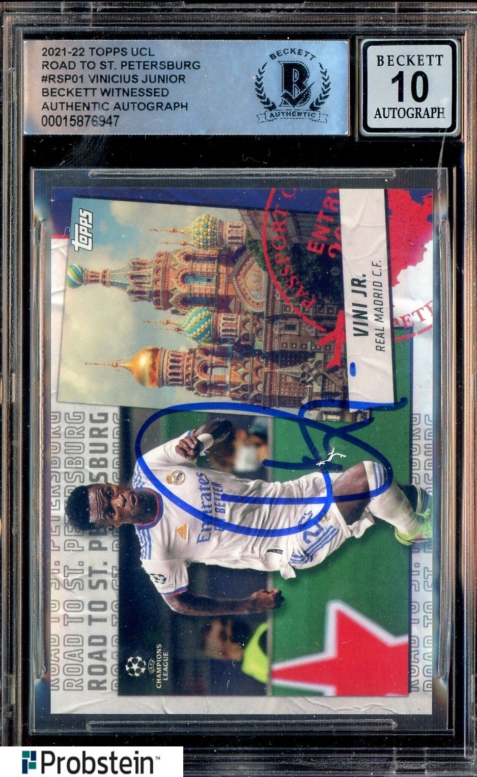 Vinicius Jr Signed 2021-22 Topps UCL Soccer #RSP01 BGS BAS 10 AUTO