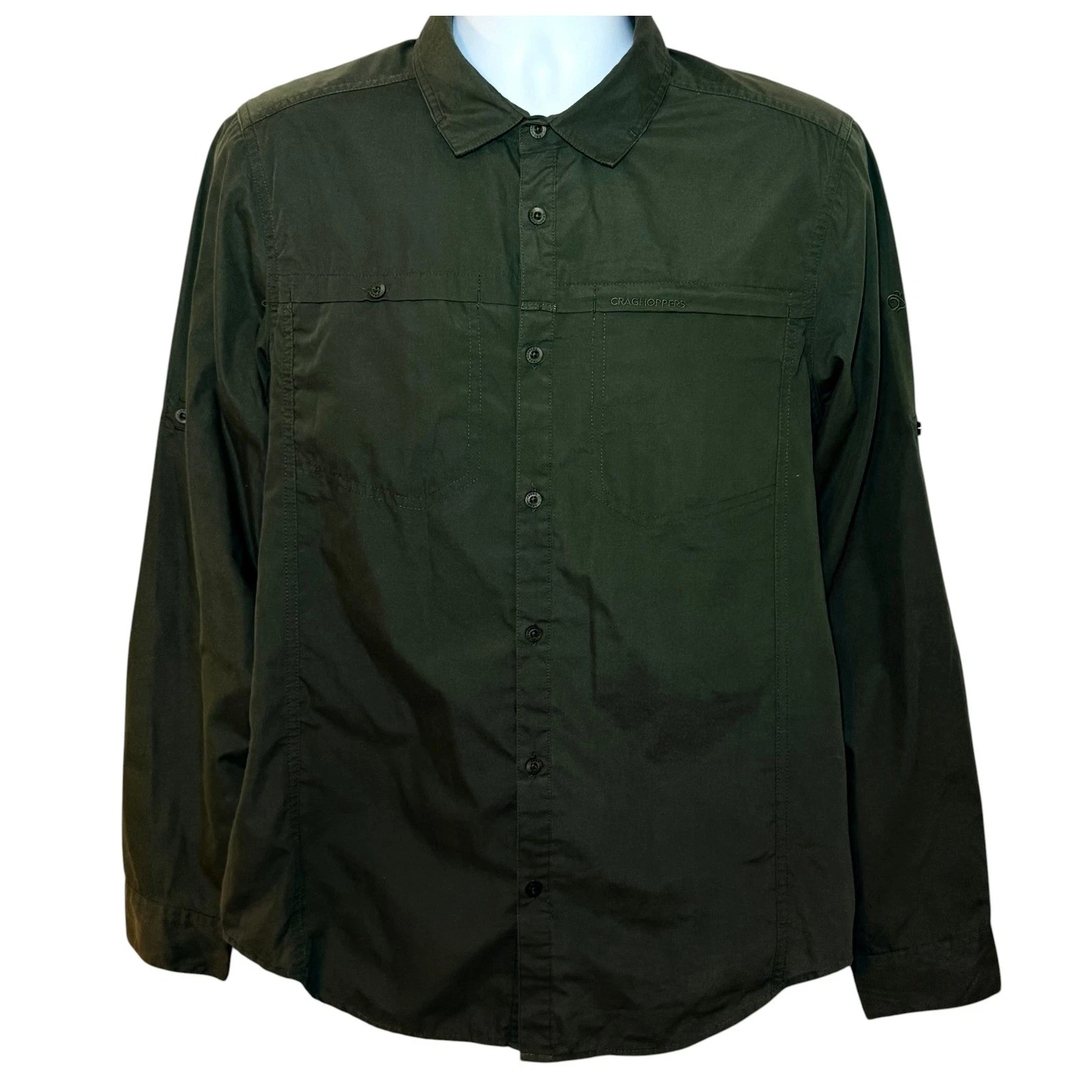 Craghoppers Mens Medium SolarShield Hiking Shirt Olive Green Roll Tab CMS477
Opens in a new window o
