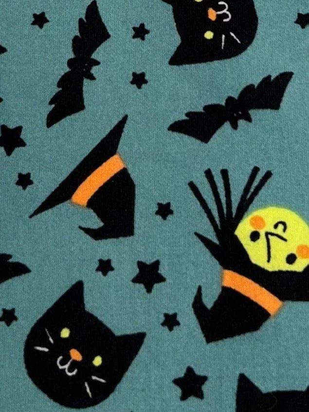 NEW LuLaRoe OS Leggings Rare Kitty Cat HALLOWEEN WITCH Night Bats Stars Hat BLUE - Image 2 of 4