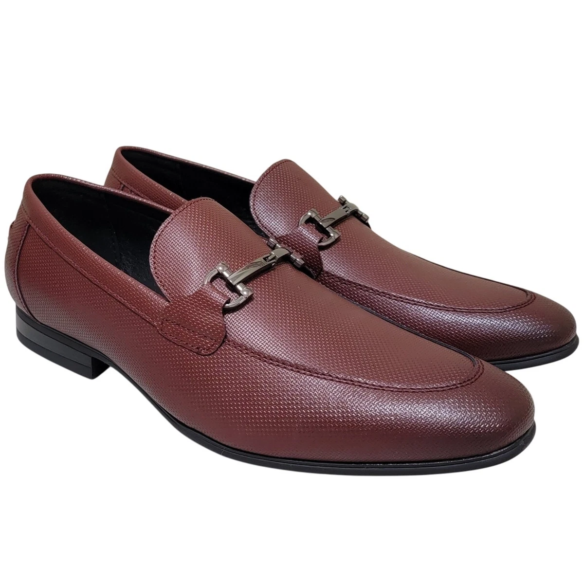 BNWOT LEATHER MENS DRESS LOAFERS BROWN SZ. 10 ALFANI CUSHIONED Baxton Burnished Brown Leather Loafers For Men – The Jacket  main image 2