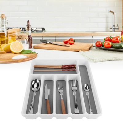 Silverware Tray Organizer Drawer Insert Knives Forks Cutlery Tray Storage Box KU