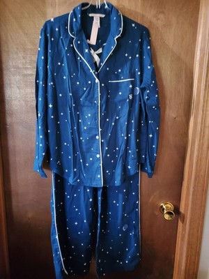 NEW XS -Victoria's Secret Pajama Set Navy Moon Stars Celestial Pants Shirt Sleep