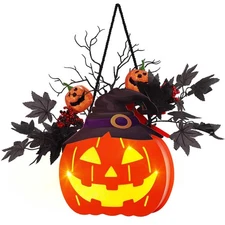 BlcTec Halloween Pumpkin Lights, 10 inch Lighted Big Jack-O-Lantern with Maple