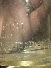 MARKED 1927!! HALF PINT ZANESVILLE, OHIO GREINER DAIRY CO. MILK BOTTLE VINTAGE