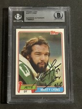 MARTY LYONS 1981 TOPPS SIGNED AUTOGRAPHED ROOKIE CARD JETS BECKETT BAS AUTHENTIC. rookie card picture