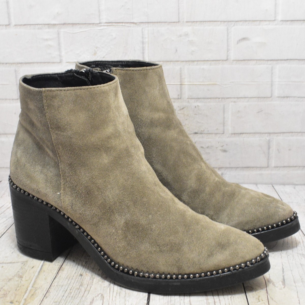 Womens Alpe Woman Grey Suede Zip Up Mid Heel Ankle Boots UK EUR 40