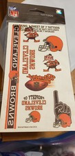 CLEVELAND BROWNS TEMPORARY TATTOOS NEW SHEET OF 7