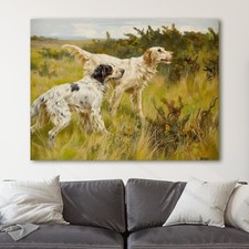 Due Setter inglesi - metà 1800 dipinti cani da caccia stampa su tela arte da parete