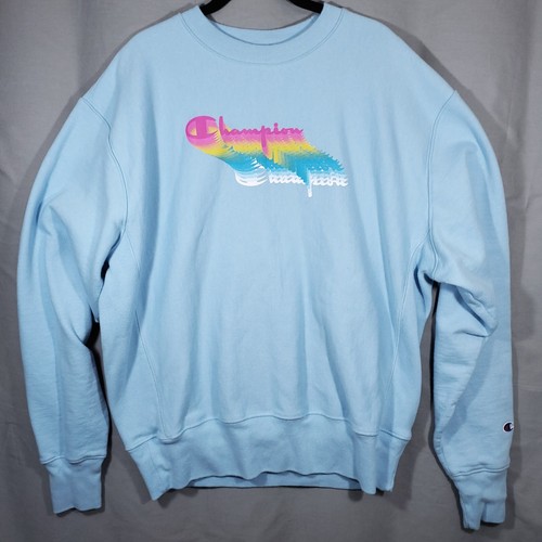 Champion Sweater Mens Large Reverse Weave Light Blue Logo Crew Neck Long Sleeve - 第 1/7 張圖片