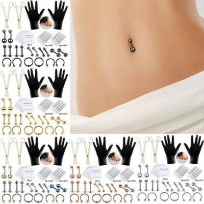 42-47pcs Professional Body Piercing Tool Kit Ear Nose Navel