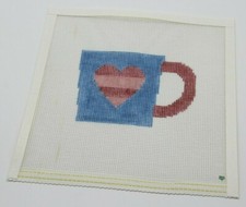 NEW Hand painted heart coffee cup needlepoint canvas