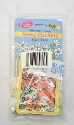 Lot of 3 Fuzzu Bloomin Kitty Seed Packet Catnip Cat Toy Tiger Lily Garden