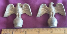 (2) Vintage Small Brass Eagle Statues Finials pair US MADE