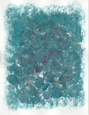 Colorful Painting No. 6 Aqua brush strokes with hints of drifted purple grapes