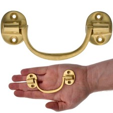 Front Fix SOLID BRASS CABINET DOOR HANDLE 4" Furniture Cupboard Drop Swing Pull