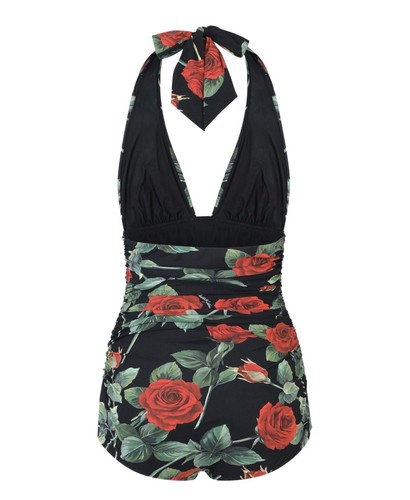 DOLCE & GABBANA Black Red ROSE Rushed Swimwear Swimsuit Bikini Size 44IT UK12 L - Picture 3 of 10