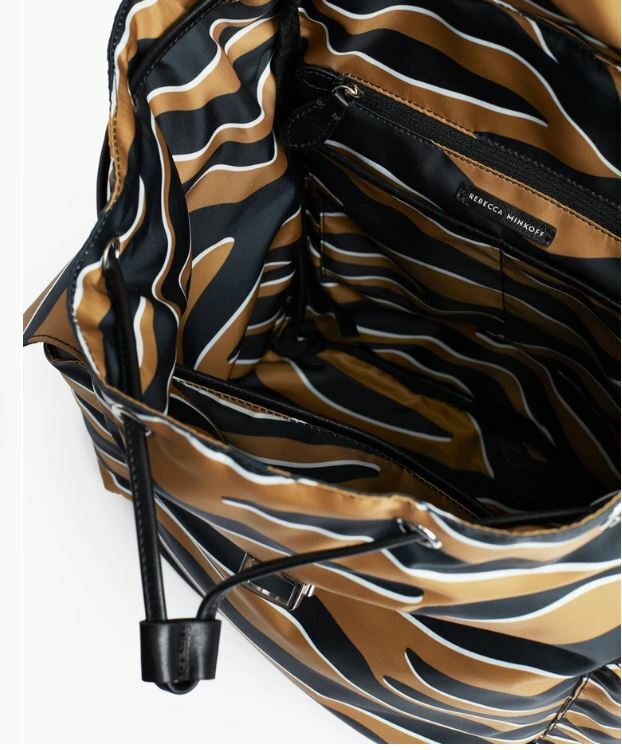 Rebecca Minkoff Bowie Nylon /Leather Backpack Bag Zebra Silver Hardwr