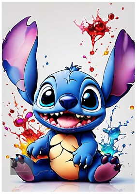 Lilo und Stitch Poster Druck Animiert Cartoon Kinder Wandbild Retro Wohndeko A4