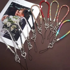 Women's Bling Glitter Wrist Strap Mobile Phone Lanyard Charm Anti-lost Ropes