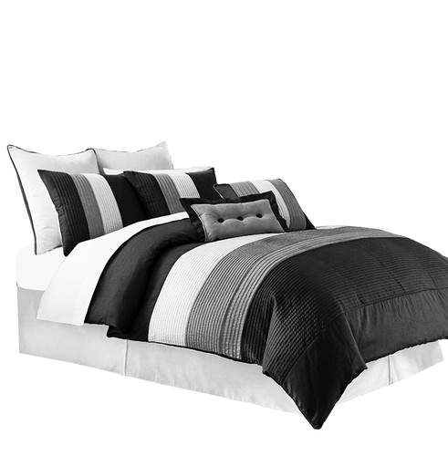 Chezmoi Collection Loft 8-Piece Luxury Striped Comforter Set (California King... - Picture 7 of 7