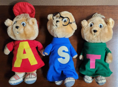 VINTAGE 'The Chipmunks' Alvin/Simon/Theodore 10” Plush Toys in