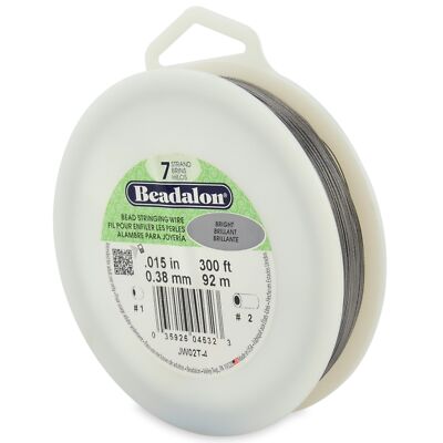 Beadalon 7 Strand Stainless Steel Bead Stringing Wire, 0.015 in / 0.38 mm, Br...