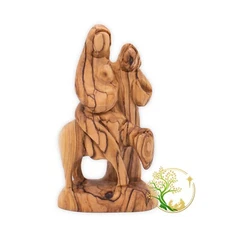 Flight into Egypt Statue | Olive wood Holy Family Figurine | religious Christian