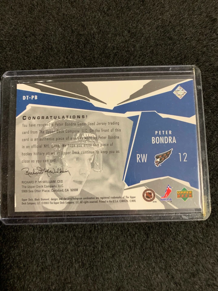 2003-04 Black Diamond Hockey Diamond Threads Peter Bondra #DT-PB Capitals🔥 - Image 2 of 2
