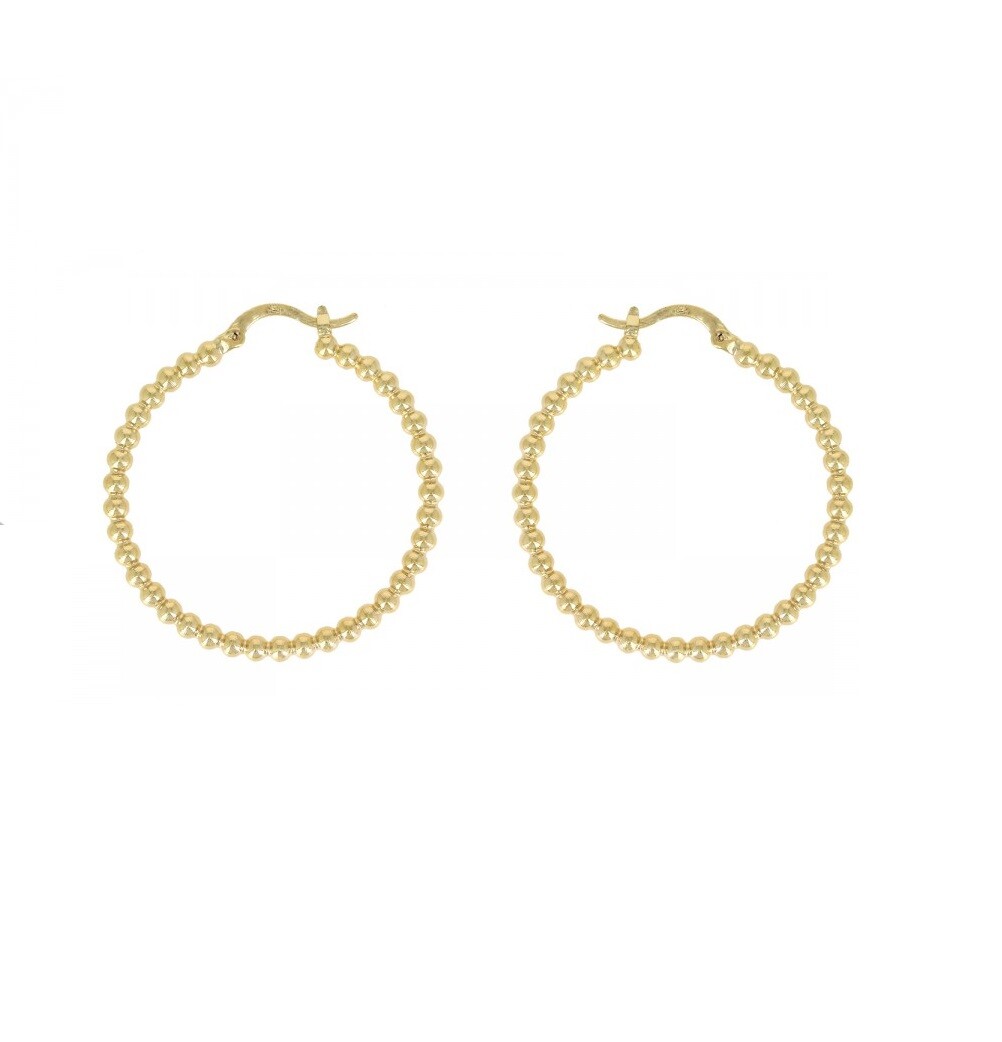 Créoles plaqué or 18 carats travaillées en relief boules diamètre 35mm finition luxe