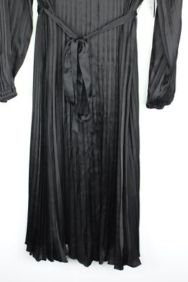 scoop women's blouson sleeve belted waist pleated oversized midi dress Women's Scoop Blouson Sleeve Belt Waist Pleated Midi Dress Black XL(16-18)