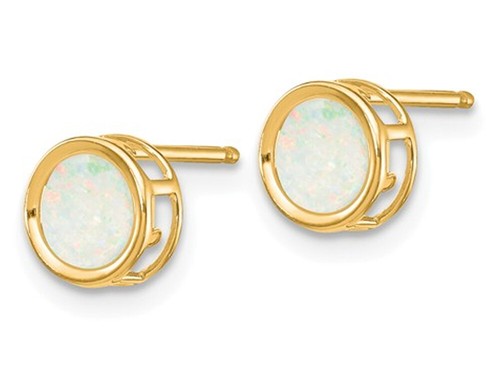 Opal Solitär Ohrstecker 3/5 Karat (ctw) in 14K Gold - Bild 3 von 4