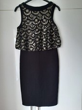 Womens Black Gold Silver  Sparkle Evening Dress Size 10