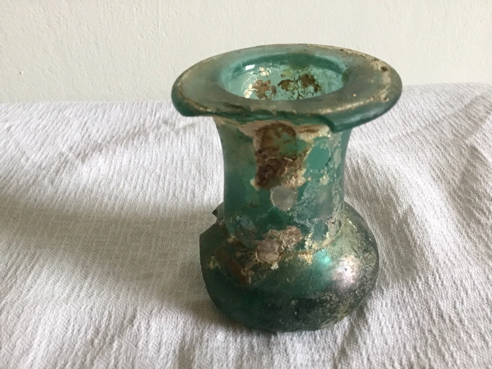 Petite Vase romain en verre H 6,5 cm - Photo 3/4