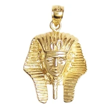 New 14k Yellow Gold Egyptian King Tut Pendant