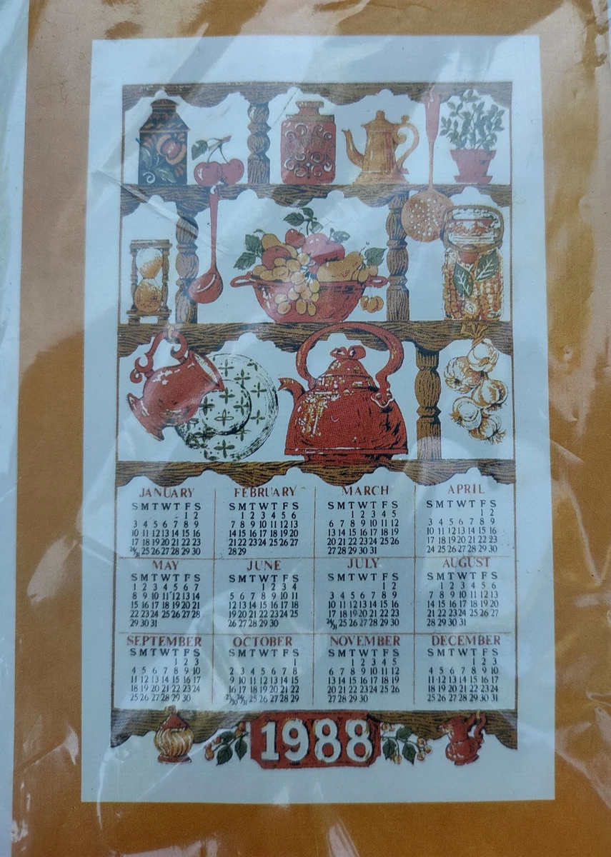New Old Stock Vintage 1988 Kitchen Towel Cotton Calendar | eBay